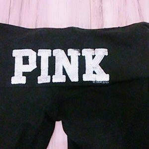 EUC ,PINK vs full length black, bling leggings